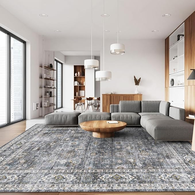 8x10 Rug Washable Boho Rug Soft Large Area Rug Non-Slip Non-Shedding Faux Wool Vintage Rug for Li... | Amazon (US)