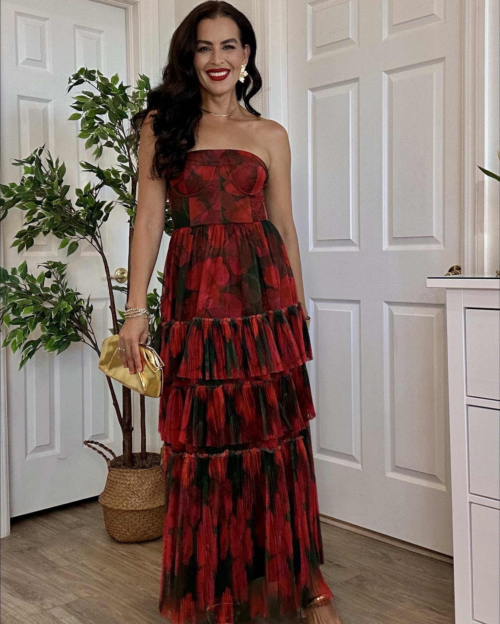 This dress is perfection! Wearing a size 0. 
Lipstick is the real mvp. Shoes are tts. Bag is very affordable. 

Wedding guest dress, fall special event dress. 

#LTKParties #LTKSeasonal #LTKWedding