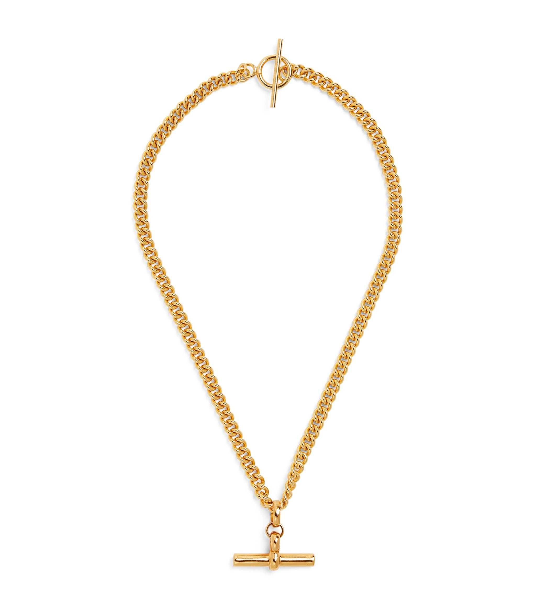 Yellow Gold-Plated T-Bar Curb Chain Necklace | Harrods