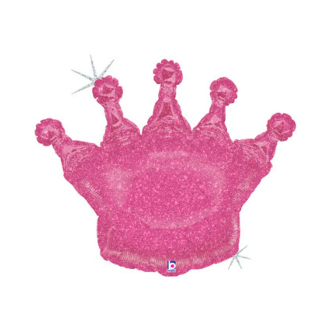 Pink Glitter Crown Shaped Balloon | Ellie and Piper