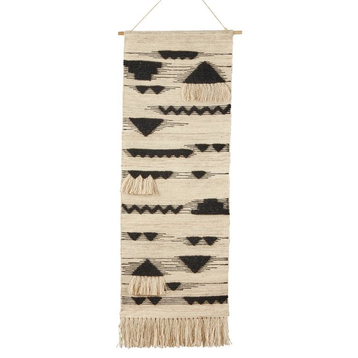 Saro Lifestyle Textured Woven Wall Hanging, 20"x54", Black/White | Target