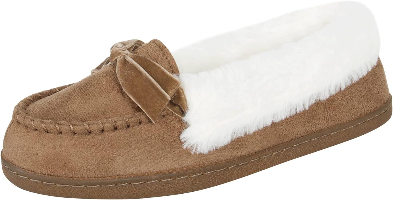 Jessica Simpson Women's Micro Suede Moccasin Indoor Outdoor Slipper Shoe | Amazon (US)