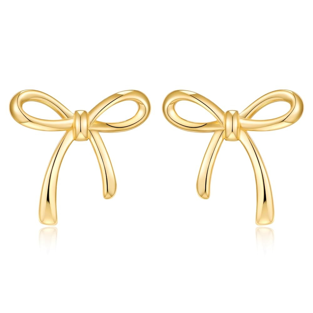 Gold Silver Bow Stud Earrings for Women Bow Jewelry Simple Earrings | Amazon (US)