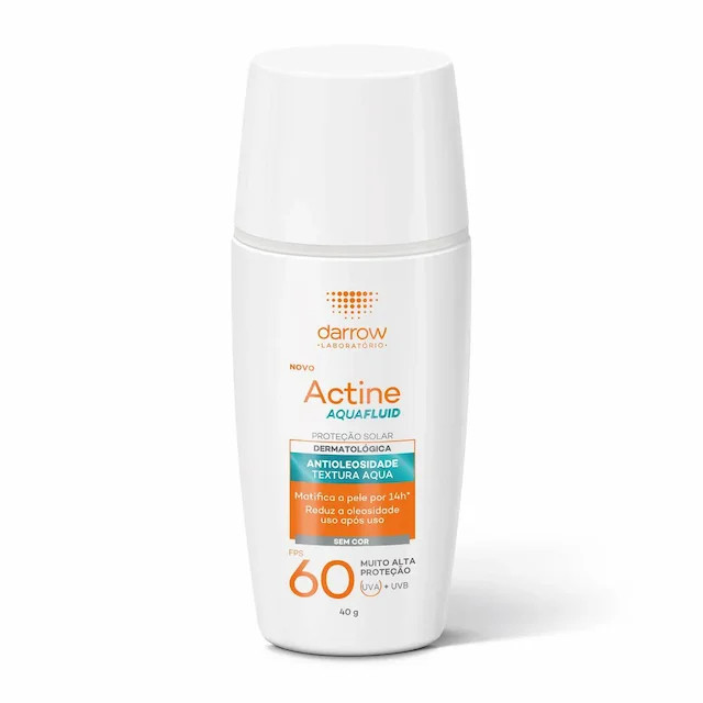 Protetor Solar Facial Darrow Actine Aquafluid FPS 60 Sem Cor 40g | Drogasil BR