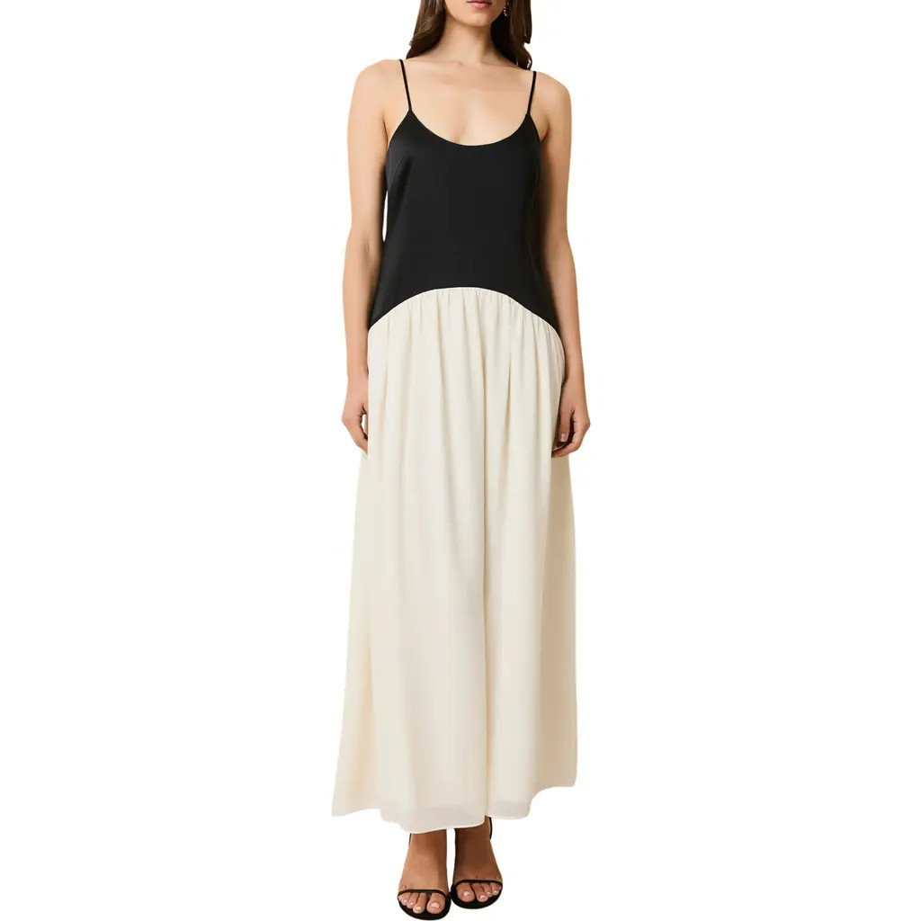 Solid & Striped The Talulla Sleeveless Maxi Dress in Noir /Brule at Nordstrom, Size Small | Nordstrom