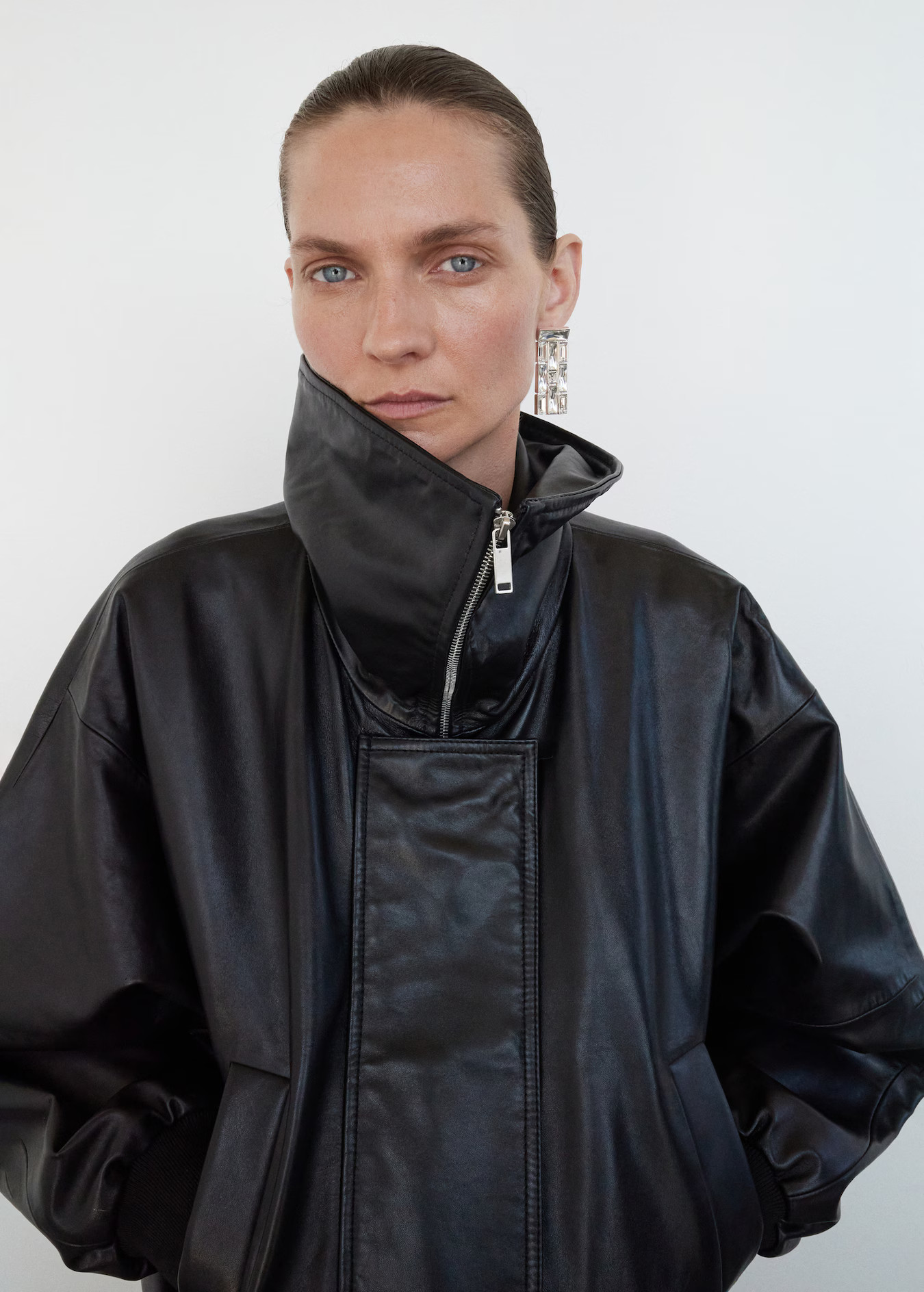 100% leather jacket with notched lapel collar - Women | MANGO United Kingdom | MANGO (UK)