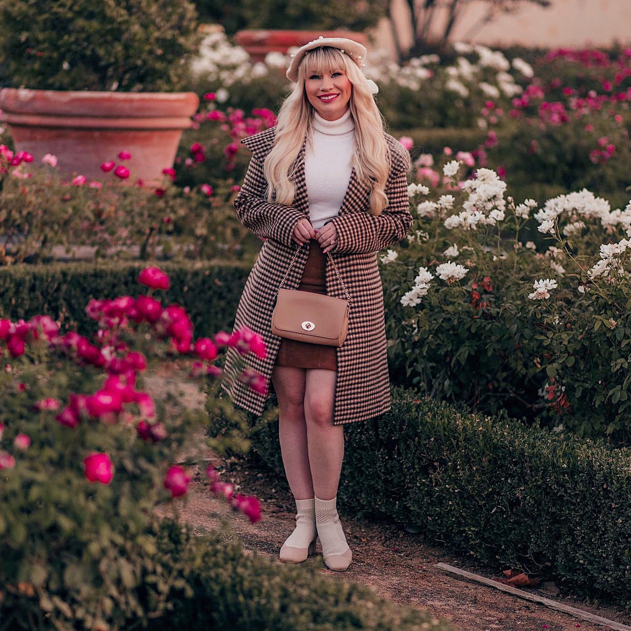 Fall academia style with Elie Tahari brown plaid coat and cream cashmere sweater 

#LTKstyletip #LTKsalealert #LTKSeasonal