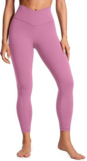 CRZ YOGA Womens Butterluxe Cross Waist Workout Leggings 25 Inches - V Crossover High Waisted Gym ... | Amazon (US)