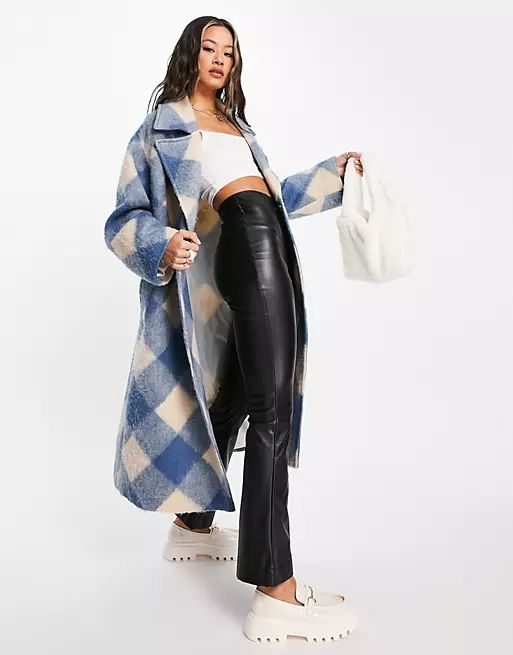 ASOS DESIGN hero diamond check oversized coat | ASOS (Global)