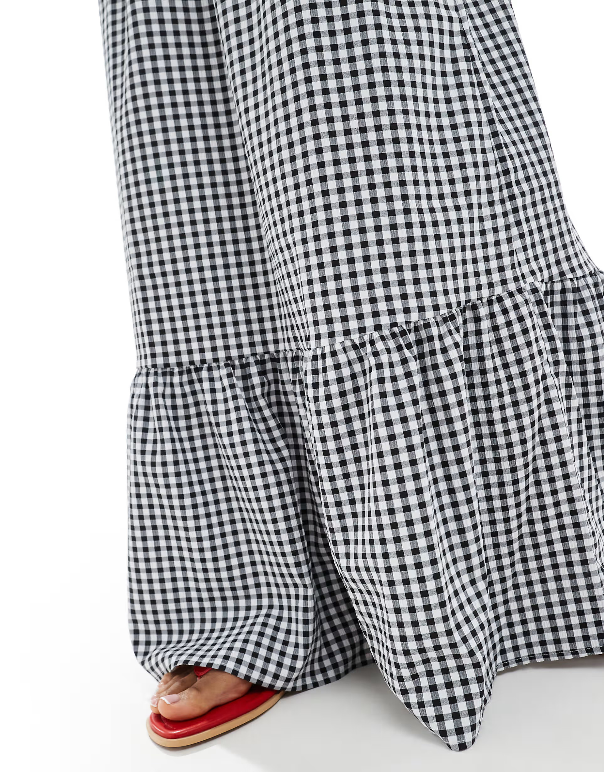 Vero Moda Tall tiered hem maxi skirt in black gingham print | ASOS | ASOS (Global)
