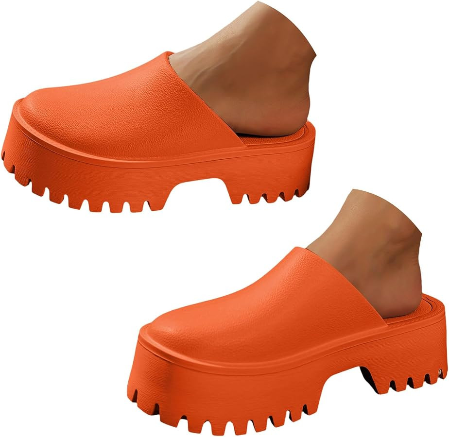 Womens Platform Mules Slip On Sandals Closed Toe Clogs for Women Chunky Heels Sandals Outdoor Bea... | Amazon (US)