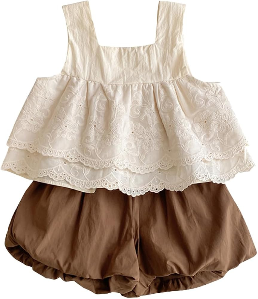HOOLCHEAN Toddler Little Girls Summer Lace Swing Top and Bloomers 2pcs Set | Amazon (US)