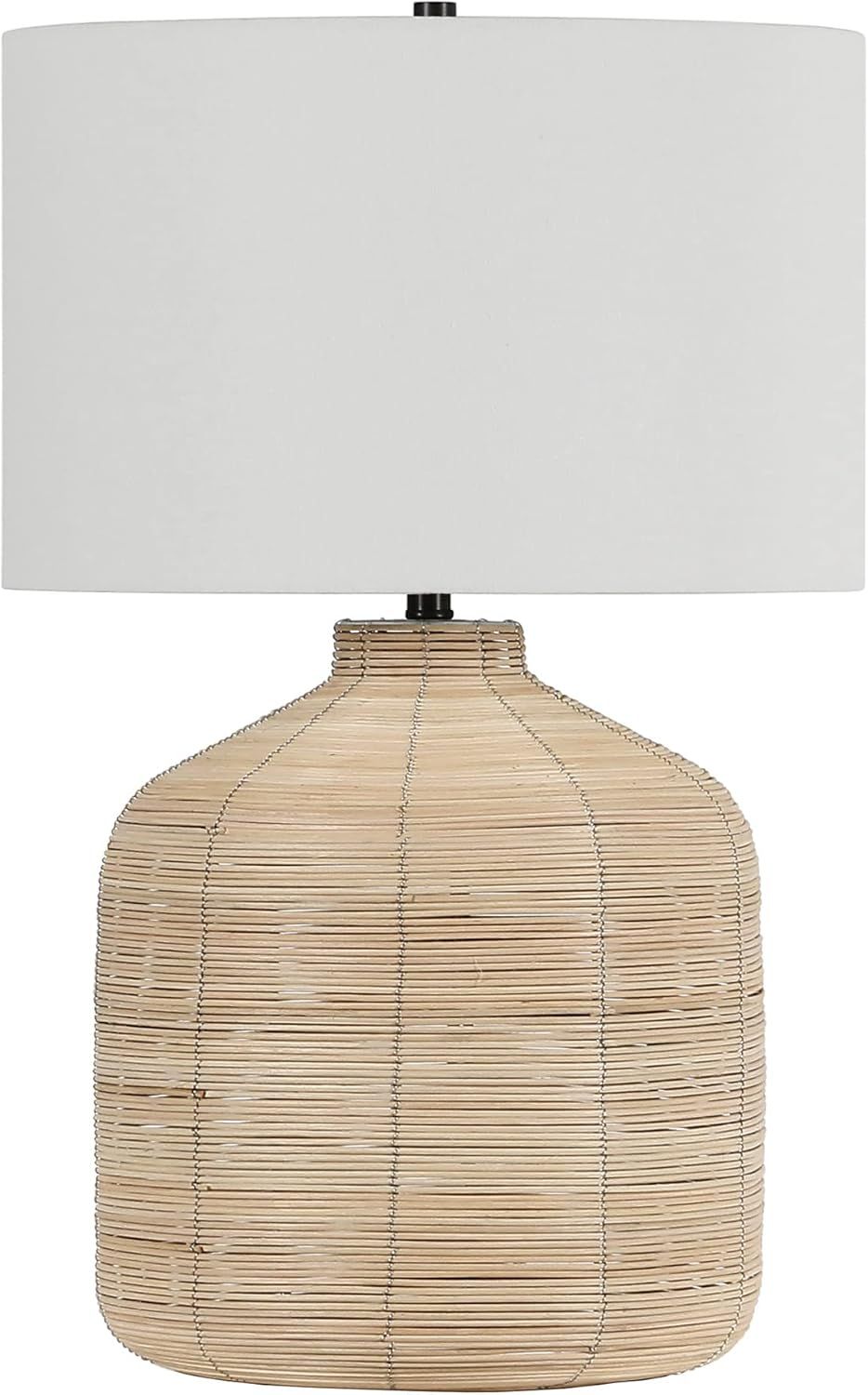Amazon.com: Jolina 20.5" Tall Petite/Rattan Table Lamp with Fabric Shade in Natural Rattan/Brass ... | Amazon (US)