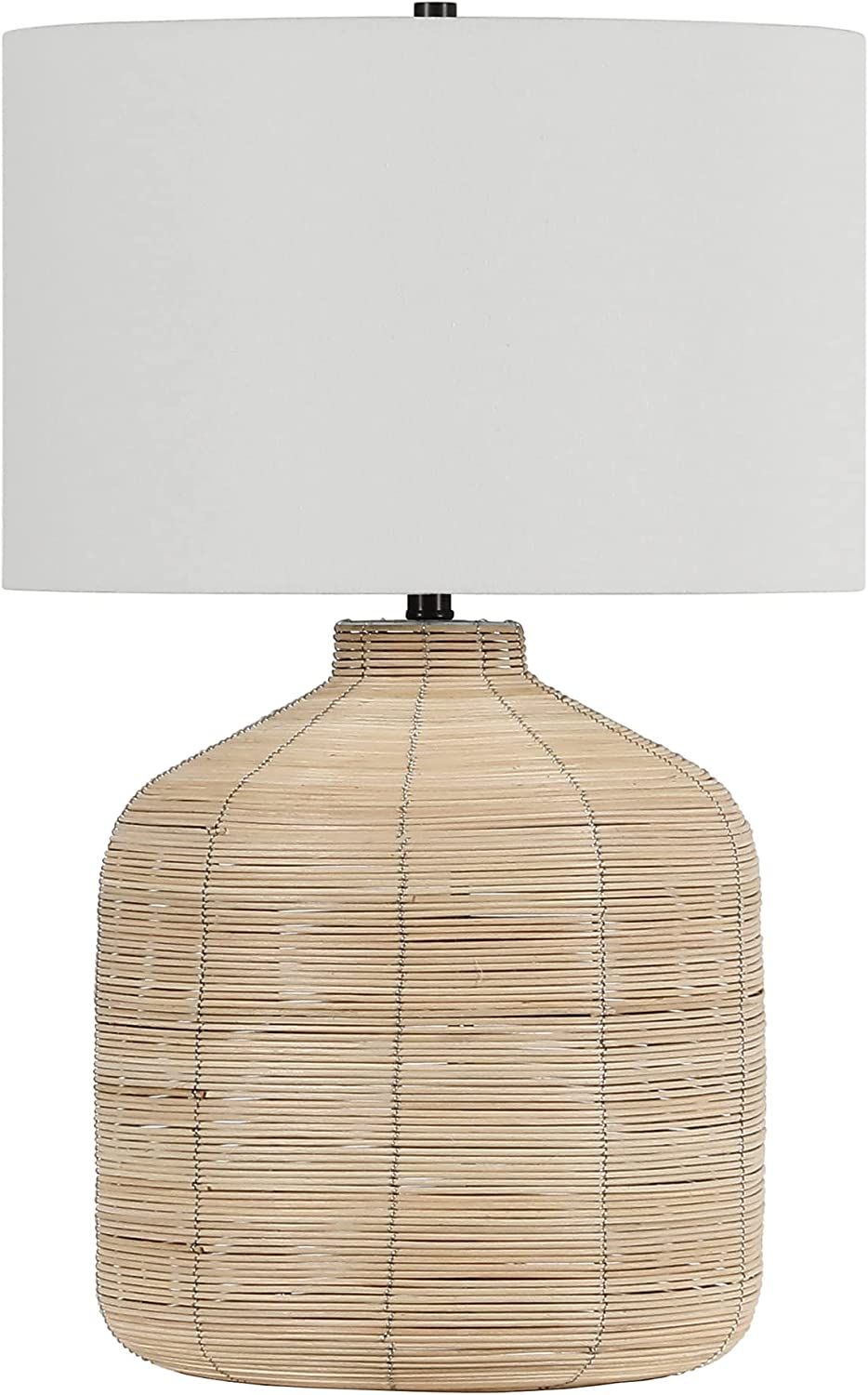 Jolina 26.5" Tall Oversized/Rattan Table Lamp with Fabric Shade in Natural Rattan/Brass /White | Amazon (US)