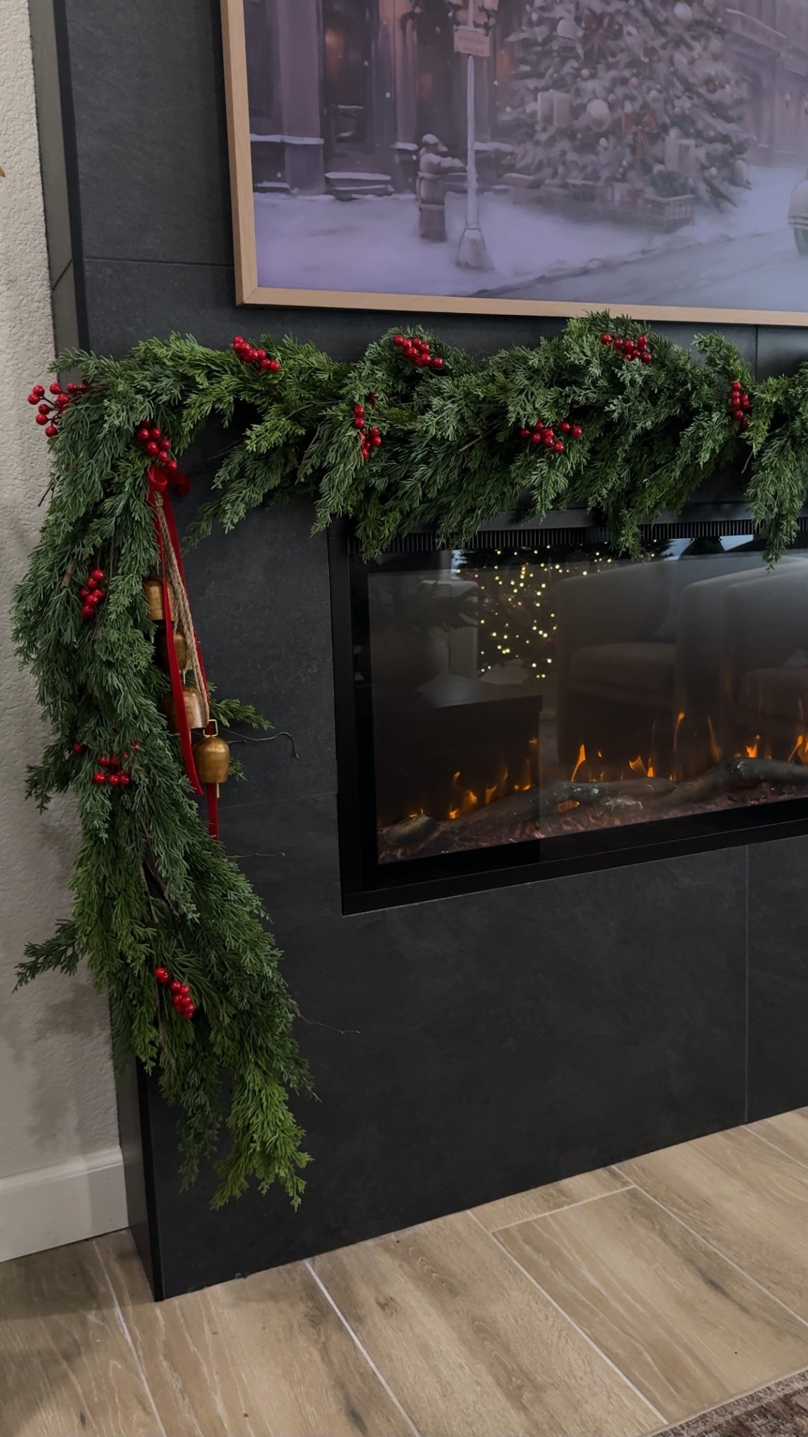 No mantel fireplace garland! I used command hooks to attach the garland to our tile fireplace, no mantel needed!! 
I used about 8 command hooks to support 2 garlands. Garland is from Hobby Lobby, similars linked 
•
•

modern fireplace Christmas decor, no mantel garland hack, command hook garland, frame TV holiday styling, tile fireplace decor, Christmas stockings display, knit stocking decor, berry garland Christmas, neutral holiday decor, cozy Christmas living room, Scandinavian holiday home, minimal holiday decorating, fireplace styling ideas, modern farmhouse Christmas, holiday decor inspo, garland without mantel, festive fireplace styling, holiday home decorating, Christmas garland setup, Hobby Lobby garland dupe, mantle-free Christmas decor, modern organic holiday decor


#LTKSeasonal #LTKHome #LTKHoliday

#LTKHoliday #LTKCyberWeek #LTKHome