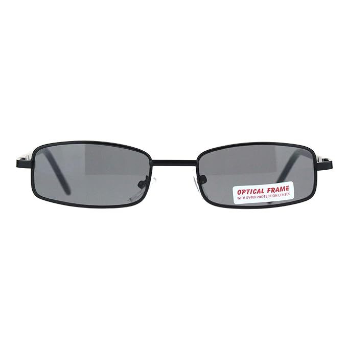 SA106 Extra Small Mens Rectangular Metal Rim Classic Color Lens Sunglasses | Amazon (US)