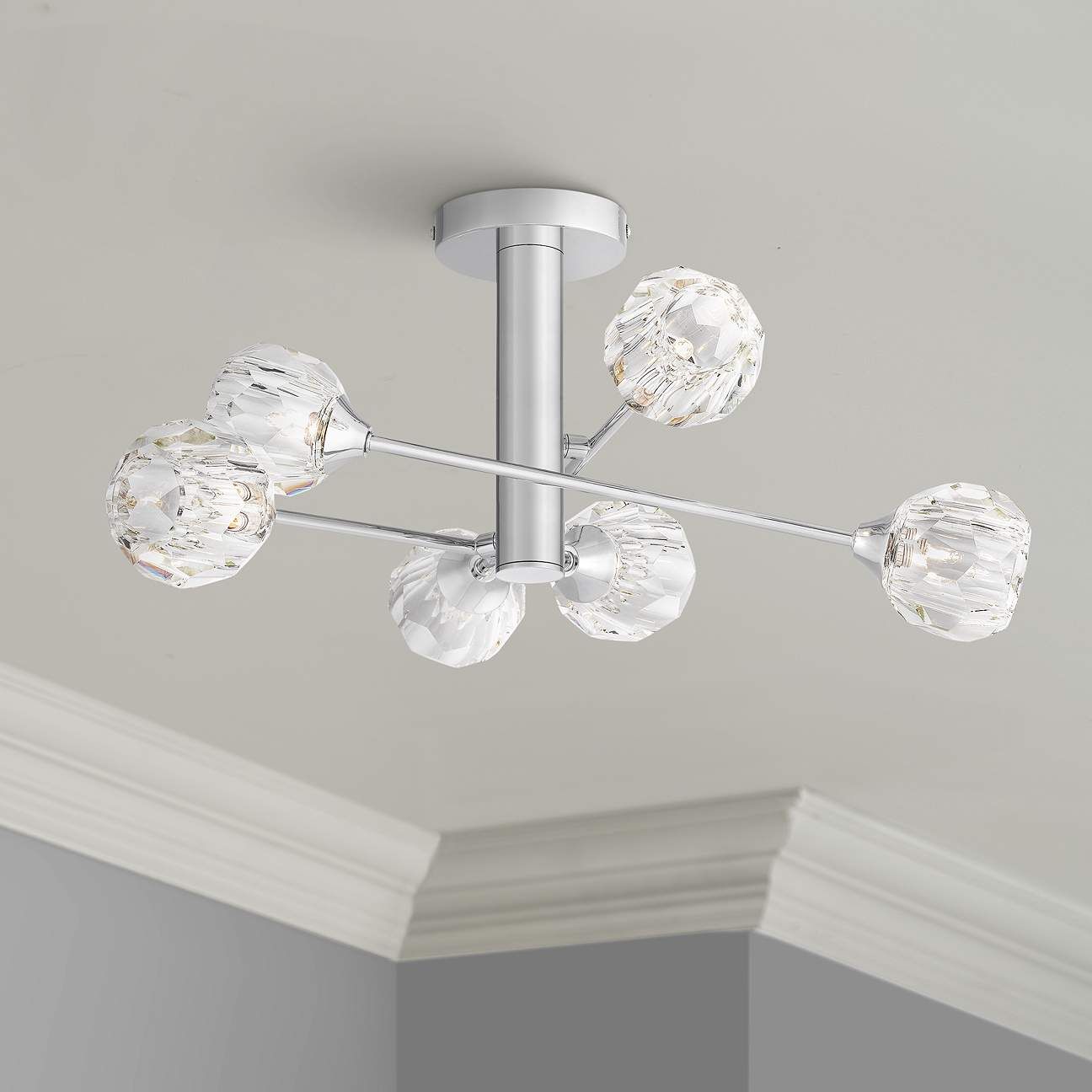 Quoizel Spellbound 27" Wide Chrome 6-Light Ceiling Light | Lamps Plus