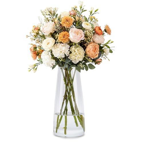 Crystal Clear Glass Vase, Flower Vase for Table Centerpiece Home Decor, Modern Vases for Living Room, Wedding, Office, Coffee Table, Birthday Housewarming Gift, 8.3inch (Clear) | Amazon (US)