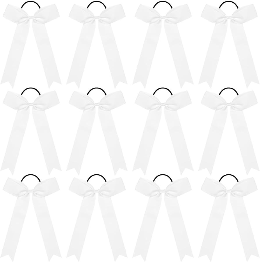 DEEKA 12 PCS Collegiate Style Long Tail Skinny Ponytail Holders - Handmade Bows for Girls, Teens ... | Amazon (US)