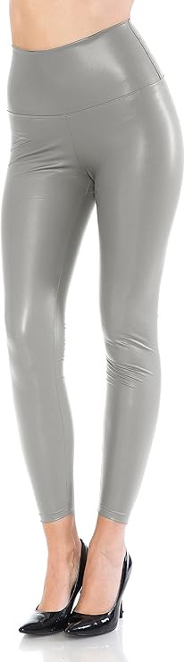 Leggings Depot Women's High Waist Comfy Faux Leather Leggings Tights Stretchy Pleather Pants | Amazon (US)