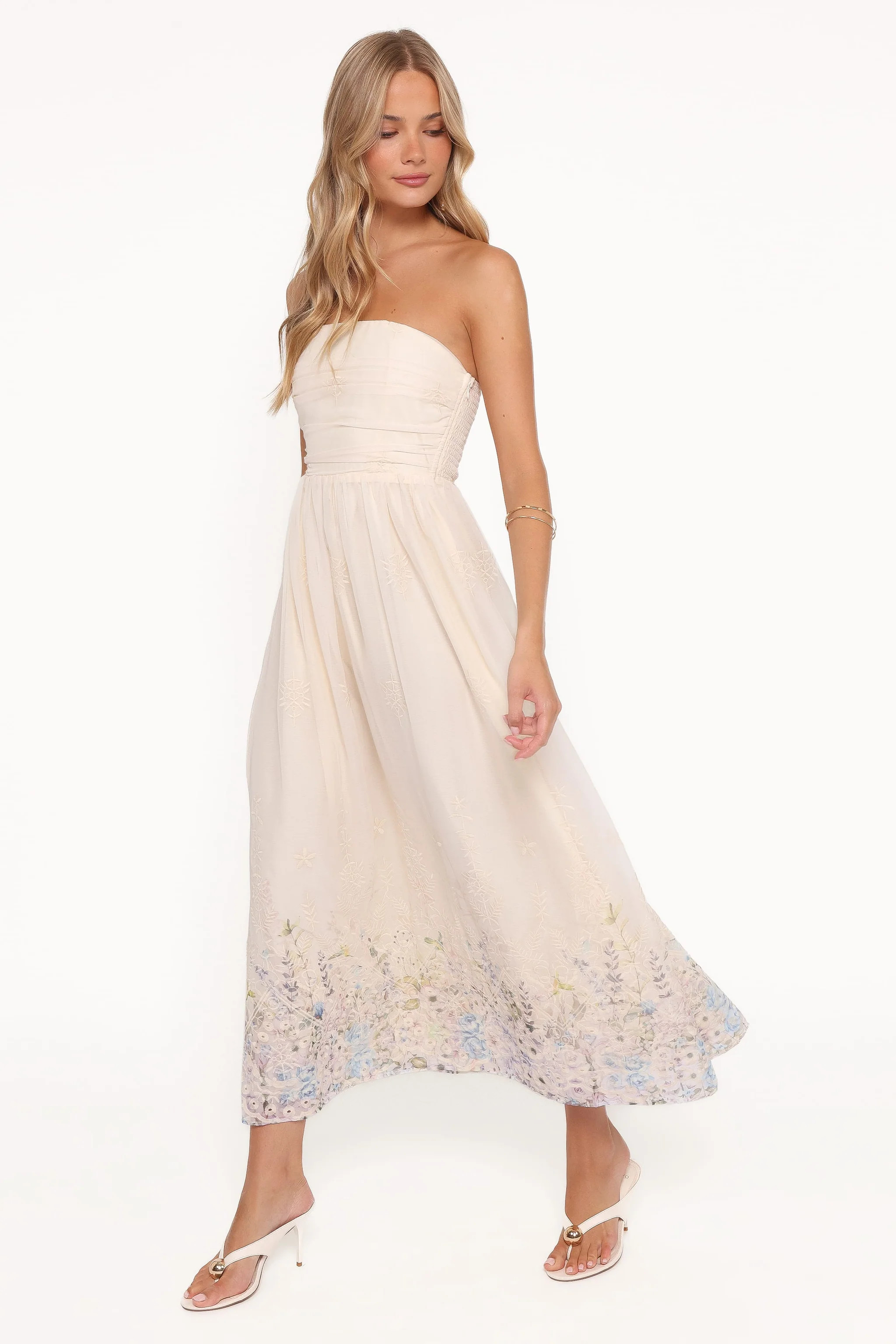 Kayt Strapless Dress - Embroidered Floral | Petal & Pup (US)