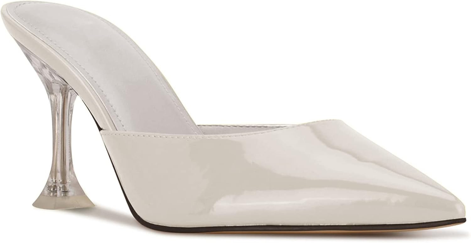 Lnsshee Women's Clear Kitten Heels Closed Pointed Toe Backless Slip On Sandals Fashion Dress Pump... | Amazon (US)