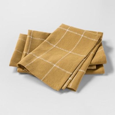 4pk Plaid Napkin Gold - Threshold™ | Target