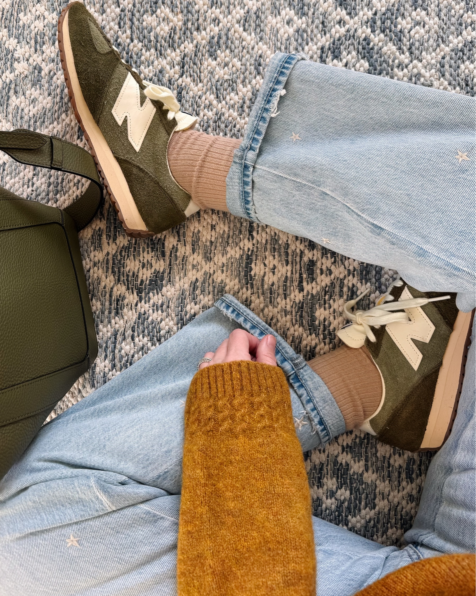 Sezane alpaca sweater is sosoft & has lovely cuff & waist stich details, wearing my regular size small ~ green New Balance sneakers from Madewell are super comfortable & true to size ~ use code LATELY`15 at Pistola, stellar jeans with star detail (are slightly long on me 5'3", waist is closer fitting but not enough to size up) ~ Madewell perfect white tee in my regular size small ~ Horse crossbody bag in more colors ~ xo, Claire

#LTKFindsUnder100 #LTKootd #LTKSeasonal