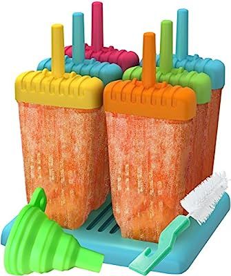 Ozera Reusable Popsicle Molds Ice Pop Molds Maker - Set of 6 - With Silicone Funnel & Cleaning Br... | Amazon (US)