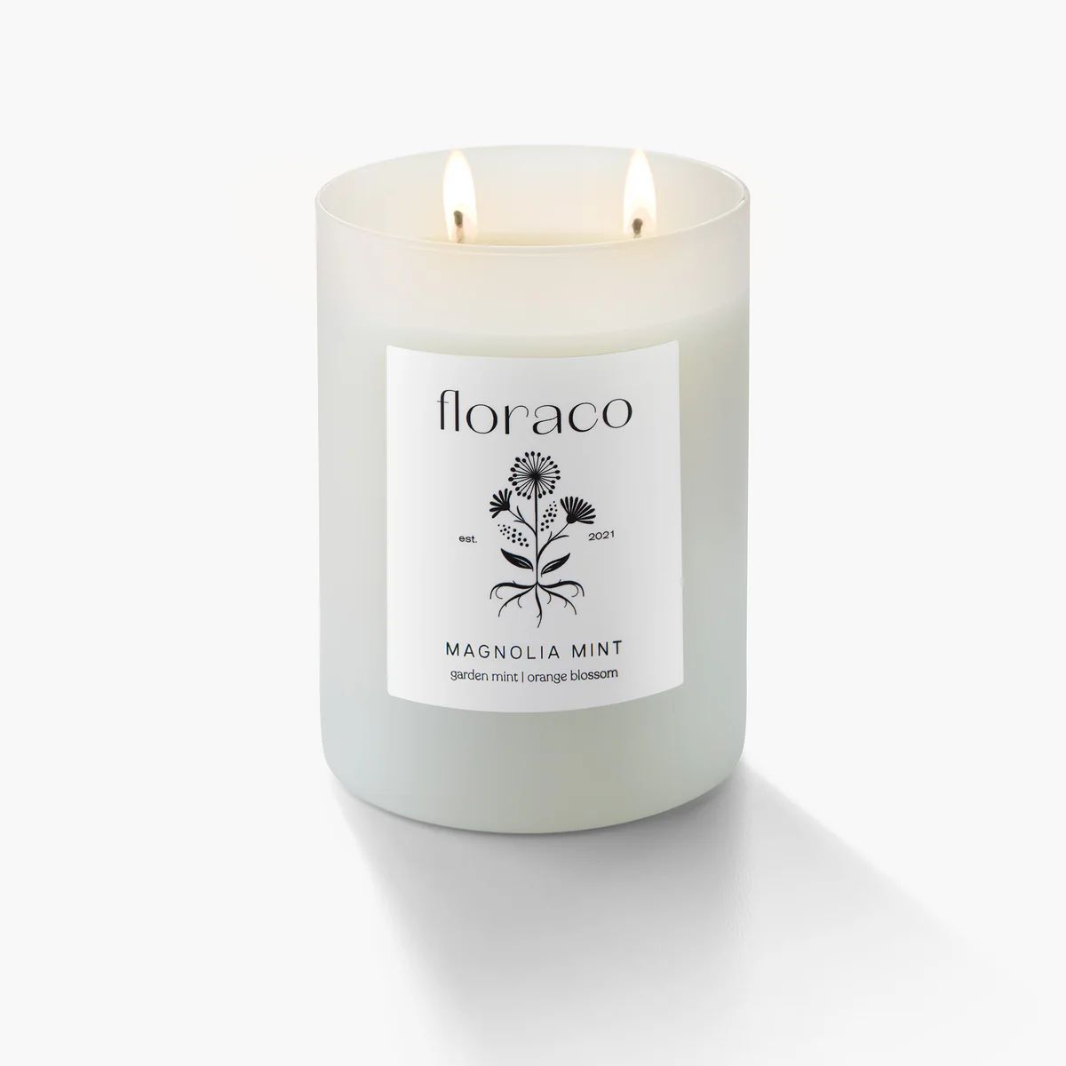 Magnolia Mint Candle: Wild Mint, Orange Blossom, Eucalyptus, Lemon, Mint + Tomato Leaf Scented | Floraco