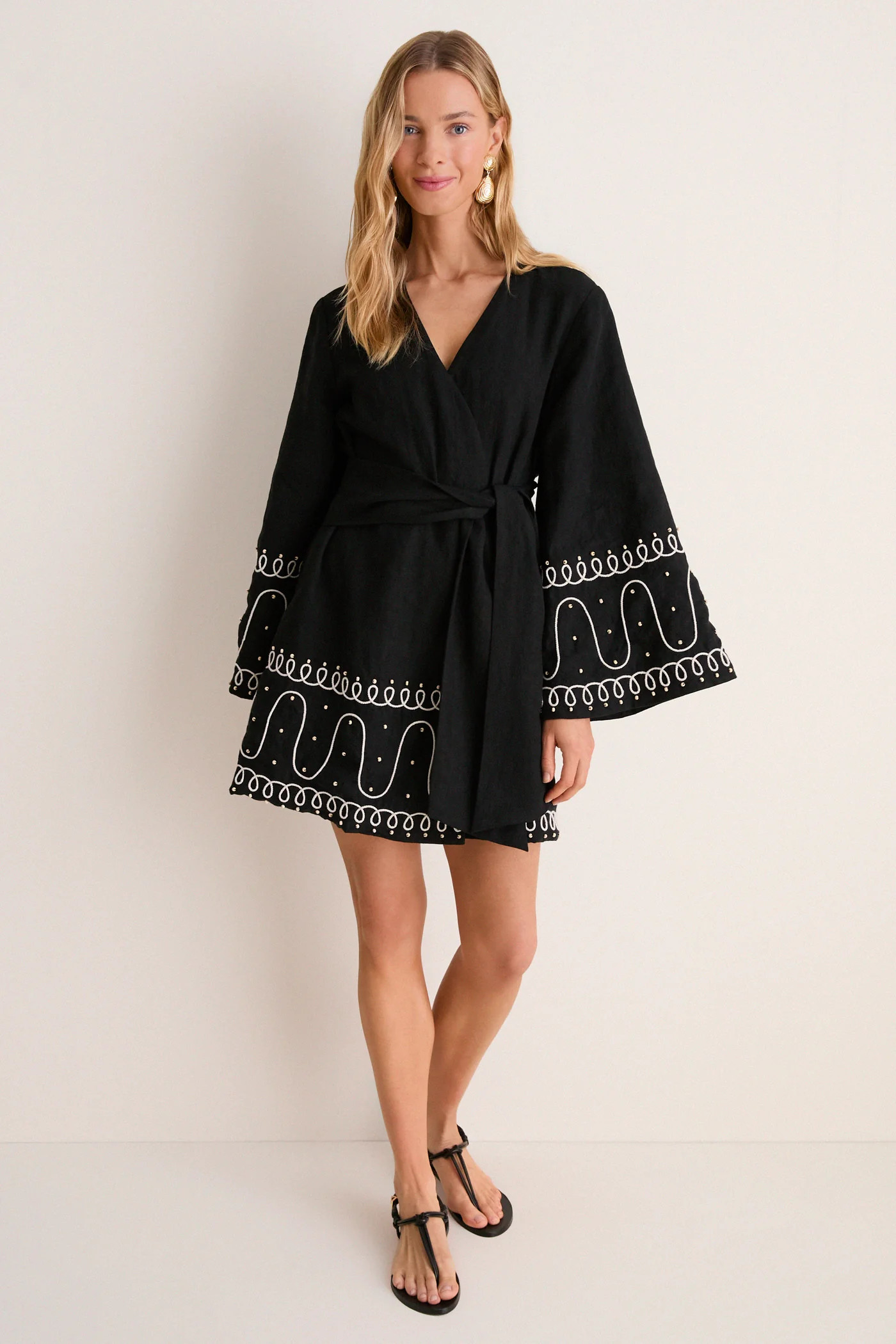 Soutache Beaded Linen Callista Wrap Dress | Tuckernuck (US)