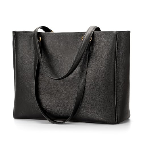 befen Black Genuine Leather Work Tote Bag for Women Leather Purse Handbags | Amazon (US)