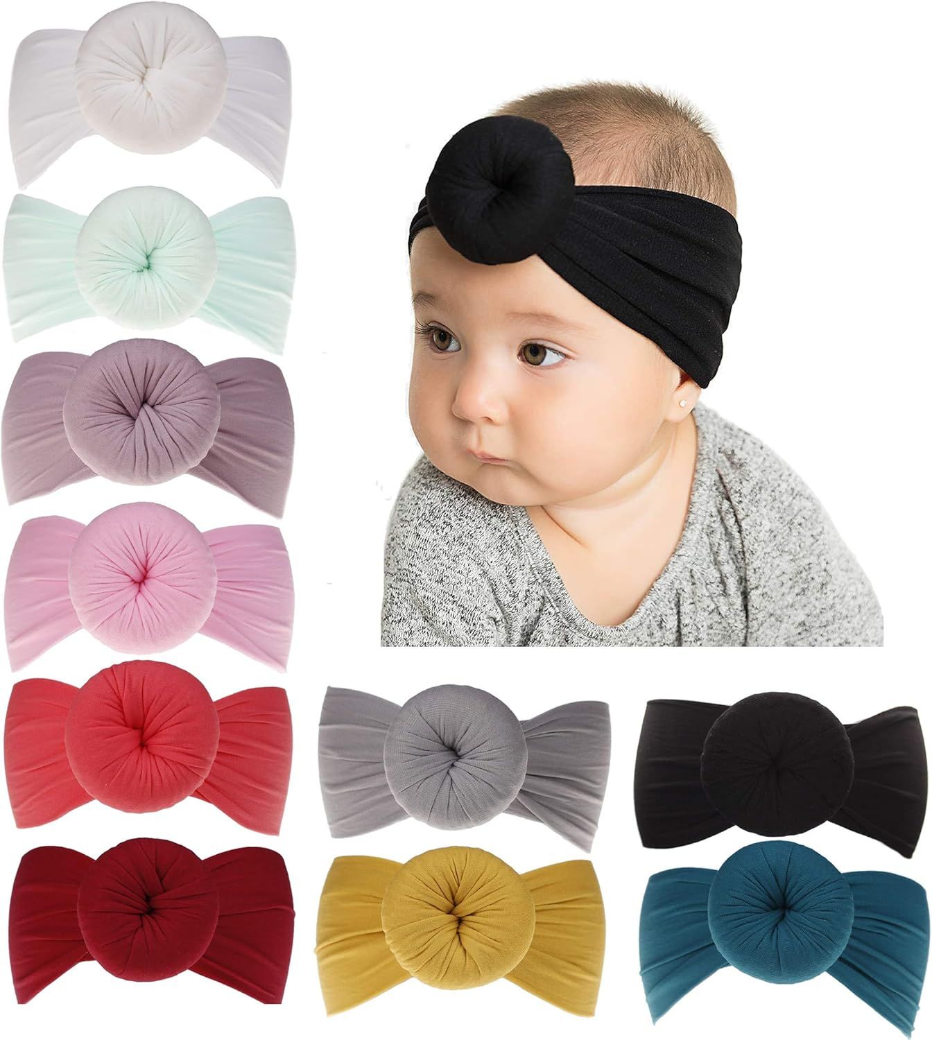 inSowni Super Stretchy Nylon Donut Ball Headbands for Baby Girls Toddlers Infant | Amazon (US)