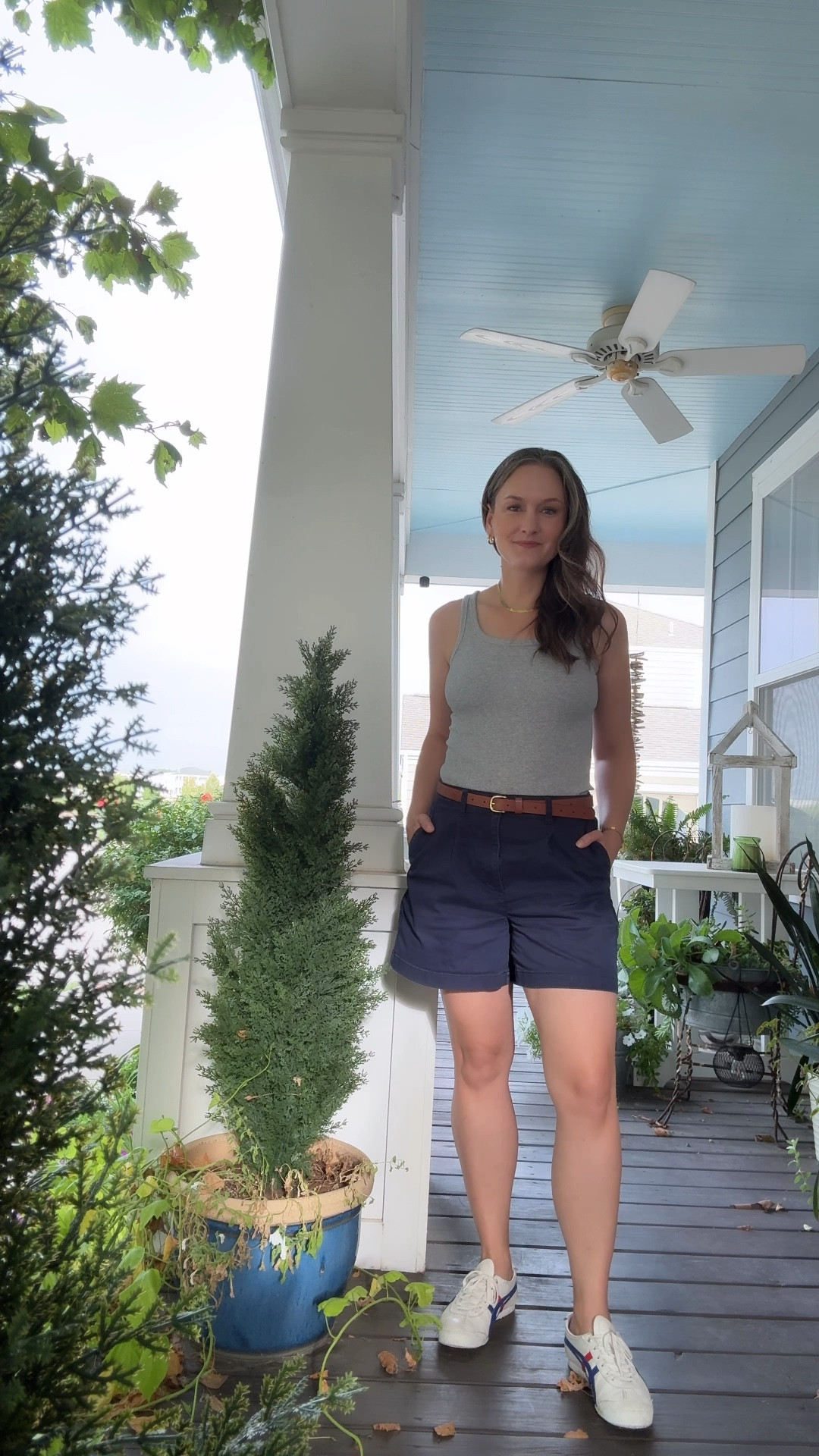 It’s a Tuesday in August, and the city mom is effortlessly cool in navy pleated shorts and a soft gray tank top, the perfect outfit for a day that bounces between outdoor fun and catching up with friends. Her favorite sneakers keep her comfortable during a morning of golf cart rides and playground visits with her son, while her go-to gold hoops and signature herringbone chain add a bit of shine to her relaxed look. A stack of new permanent bracelets sparkles on her wrist, making it feel like even the simplest moments are special. After a fun-filled morning, the evening brings a sweet reunion with old Chicago friends who’ve now made St. Louis their home. They share laughter, stories, and maybe a little too much wine, but it’s the kind of evening that reminds her why it’s always worth taking the time to reconnect. From playgrounds to reunions, she’s got the balance of easy style and deep connection down to a science.

#LTKStyleTip #LTKTravel #LTKFamily