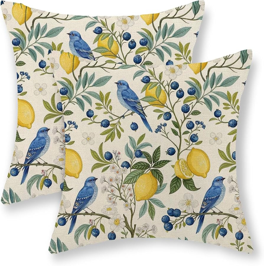 Chinoiserie Pillow Covers 18x18 Set of 2 Blue Green Floral Bird Throw Pillows Vintage Botanical Y... | Amazon (US)