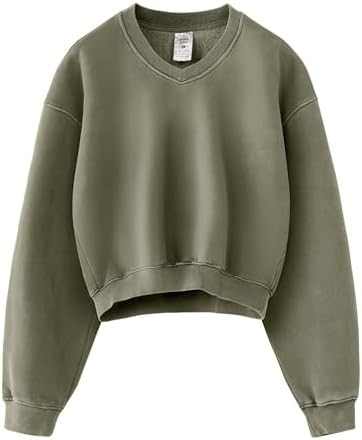 Hatant Sweatshirt for Women Acid Wash Athletic Hoodie Heritage Fleece V-neck Long Sleeve Hoodie F... | Amazon (US)