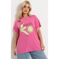 Yours Women's Graphic Print T-Shirt in Pink | Size: 30-32 | Debenhams UK