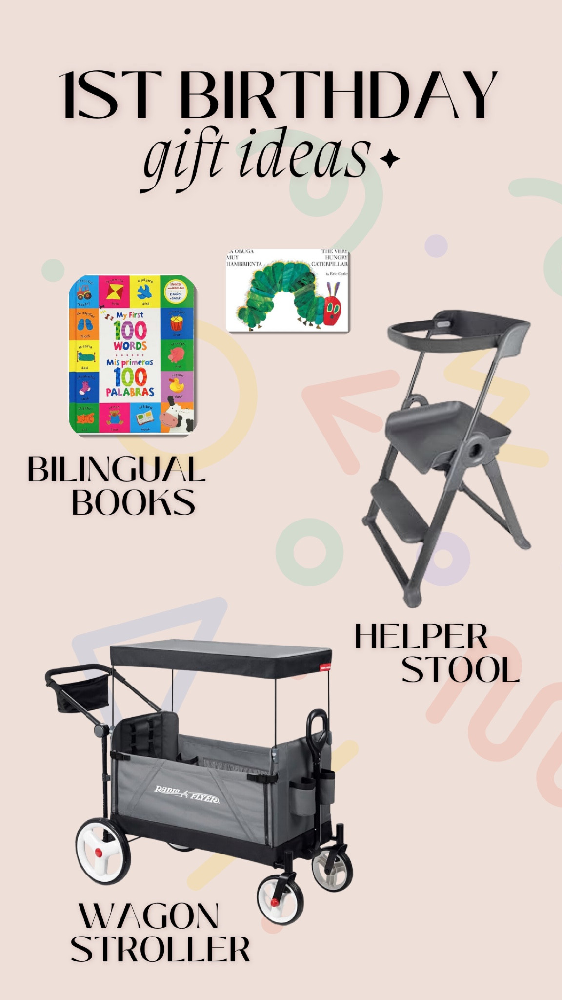 Some ideas for 1st birthday parties!! 💘

we have this wagon & toddler helper stool and use them allll the time

and I’ll link all our favorite bilingual books!!

| Gift Guide for Babies and Toddlers Birthday Party

#LTKKids #LTKBaby #LTKParties