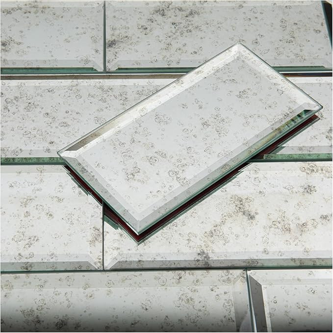 Light Antique Mirror Tile, Beveled Subway Mirror Backsplash 3x6 Inch for Kitchen Bathroom Wall (4... | Amazon (US)