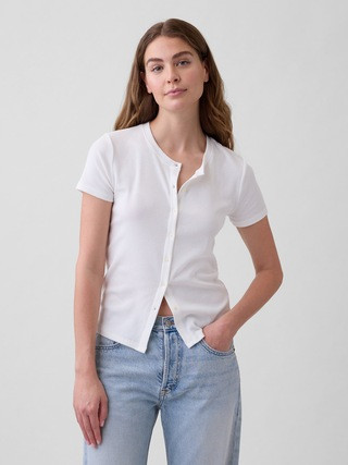 Ribbed Button-Up Top | Gap Factory