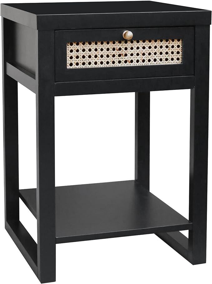Decor Therapy Luna Rattan Drawer End/Side Table, Black | Amazon (US)