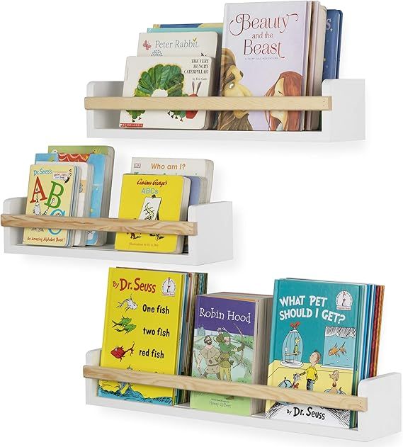 Wallniture Utah Wall Mount Nursery Décor Kids Bookshelf Floating Wall Shelves Book Photo Display... | Amazon (US)