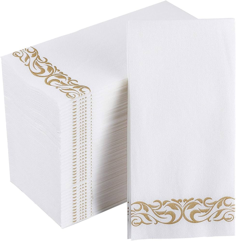 [100 Pack] Disposable Bathroom Napkins, Single-Use Guest Towels, Soft and Absorbent Linen-Feel Pa... | Amazon (US)