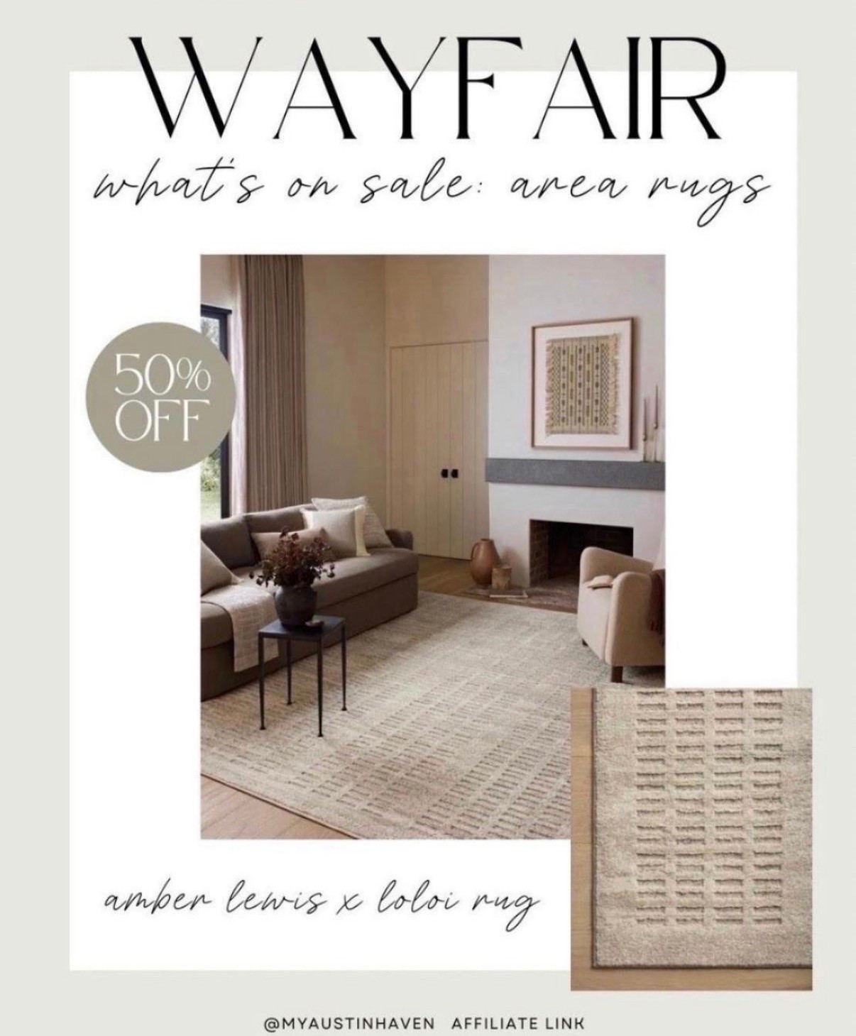 Daily Deal on this gorgeous Loloi x Amber Lewis rug 👏🏼

Rug sale, Loloi Rugs, wayfair sale, neutral rug, area rug