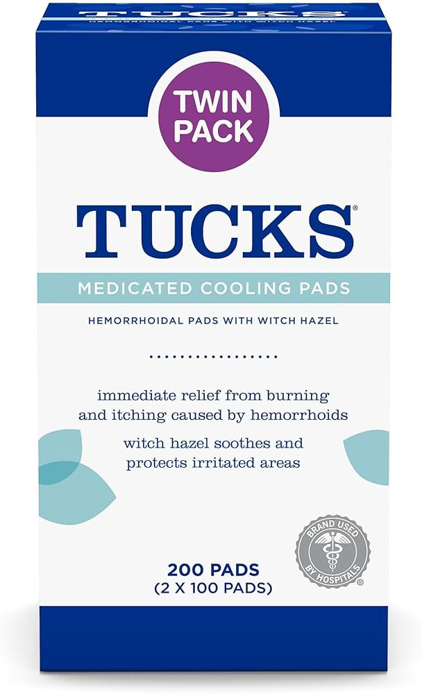 TUCKS Medicated Cooling Pads, 200 Count - Witch Hazel Pads for Sensitive Areas, Cleanse and Prote... | Amazon (US)