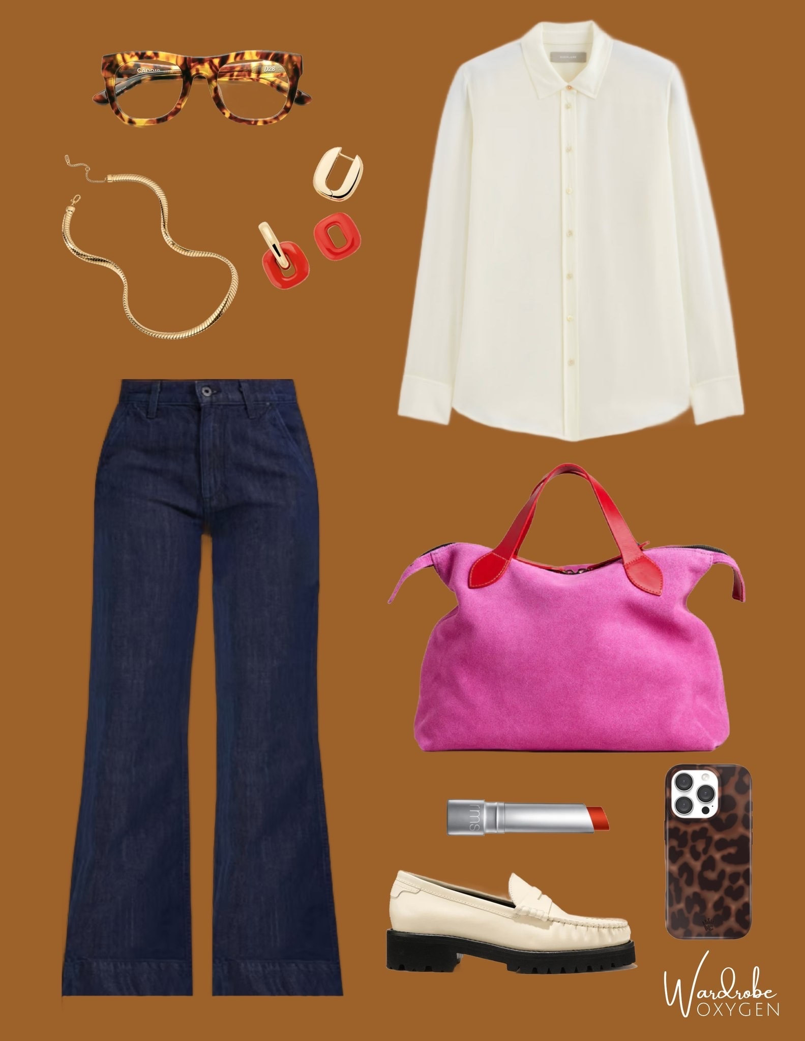 Denim trousers are a hot look for now and into fall and winter. Keep it classic yet modern with a silky blouse and loafers and pops of color. Shop the look: 

#LTKStyleTip #LTKMidsize #LTKOver40