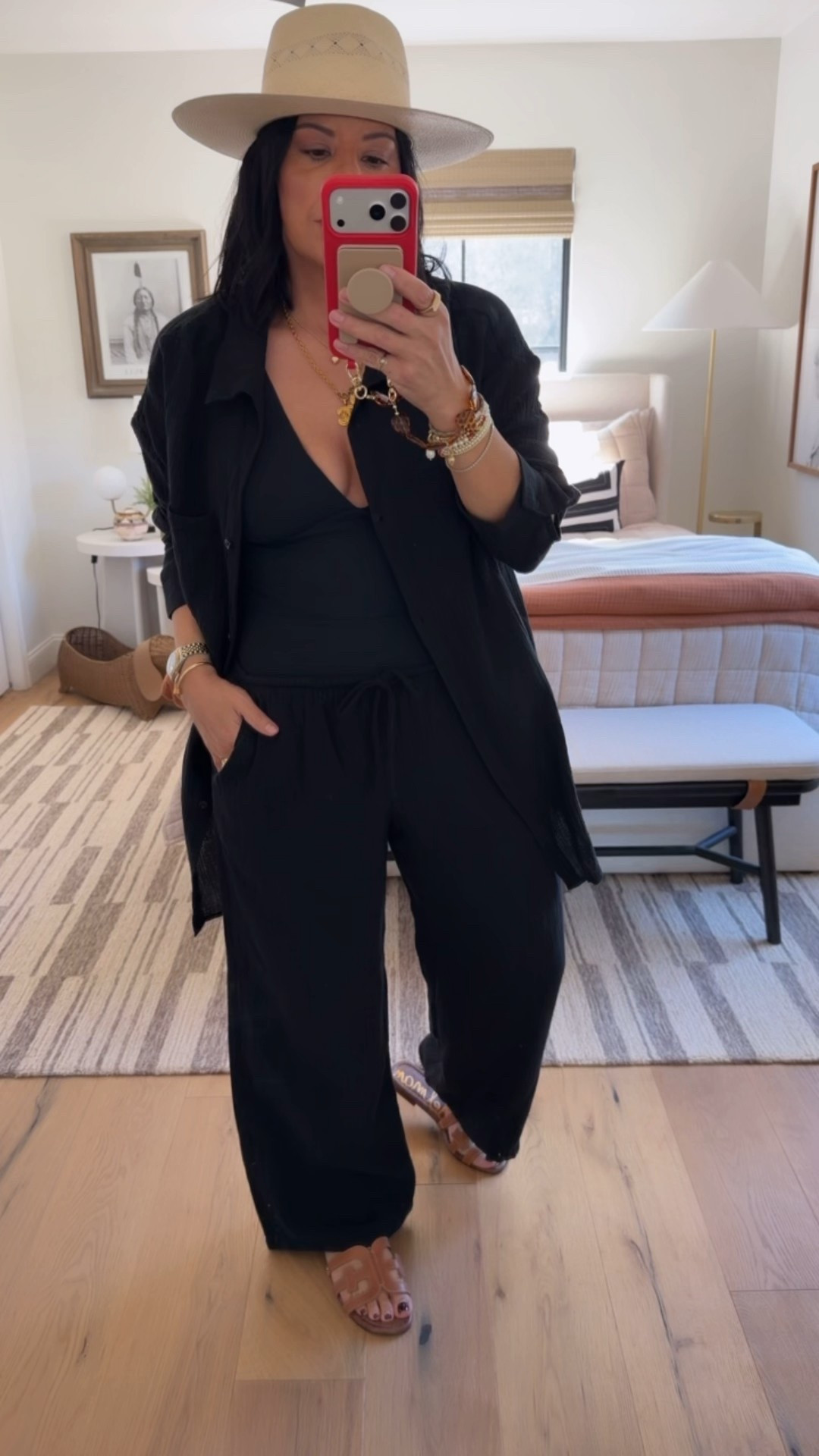 Swimsuit size large, coverup top and bottoms size medium, sandals fit tts. 

#LTKTravel #LTKSwim #LTKOver40