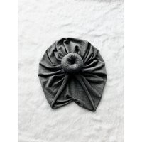 Turban Hat in Heather Gray, Bun Hat, Top Knot Baby Beanie, Baby Turban, Headwrap | Etsy (US)