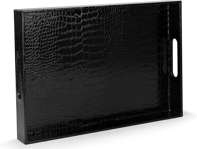 Home Redefined Beautiful Modern Elegant Black 18"x12" Rectangle Glossy Alligator Croc Decorative ... | Amazon (US)