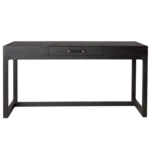 Noel Modern Classic Black Teak Desk | Kathy Kuo Home